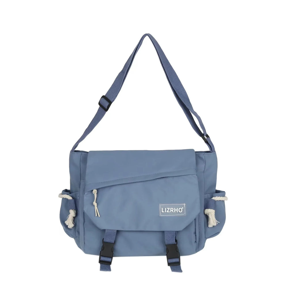 Women's Large Nylon Messenger Bag - Multi-Pocket Crossbody