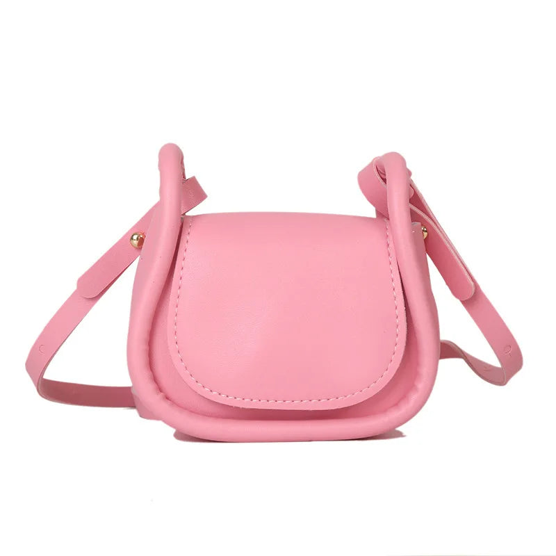 Mini Saddle Crossbody Bag for Women - Candy Color PU Leather