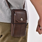 Men's Small Messenger Bag in Genuine Cowhide Leather