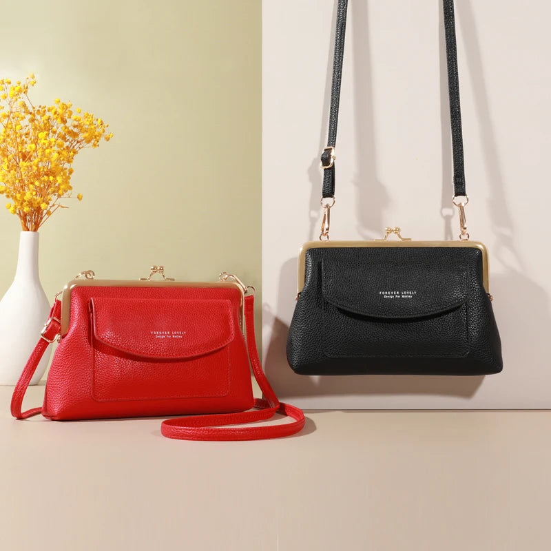 Vintage Kiss Lock Clutch Bag - Women's Mini Crossbody