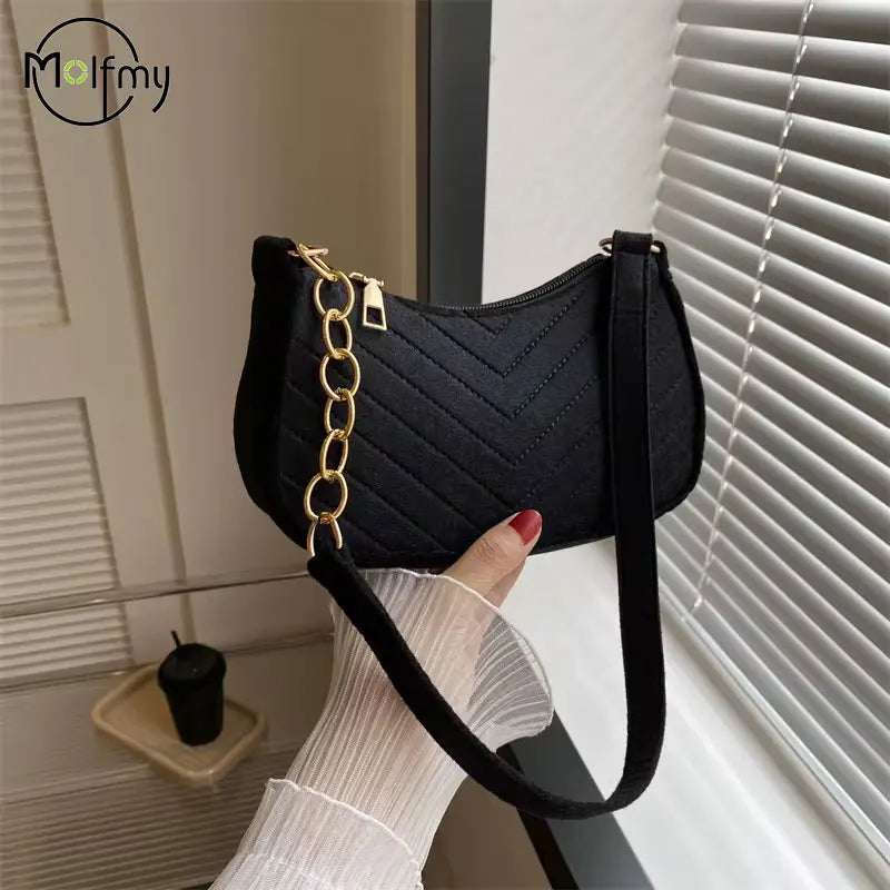 Mini Crescent Crossbody Bag for Women - Saddle Style