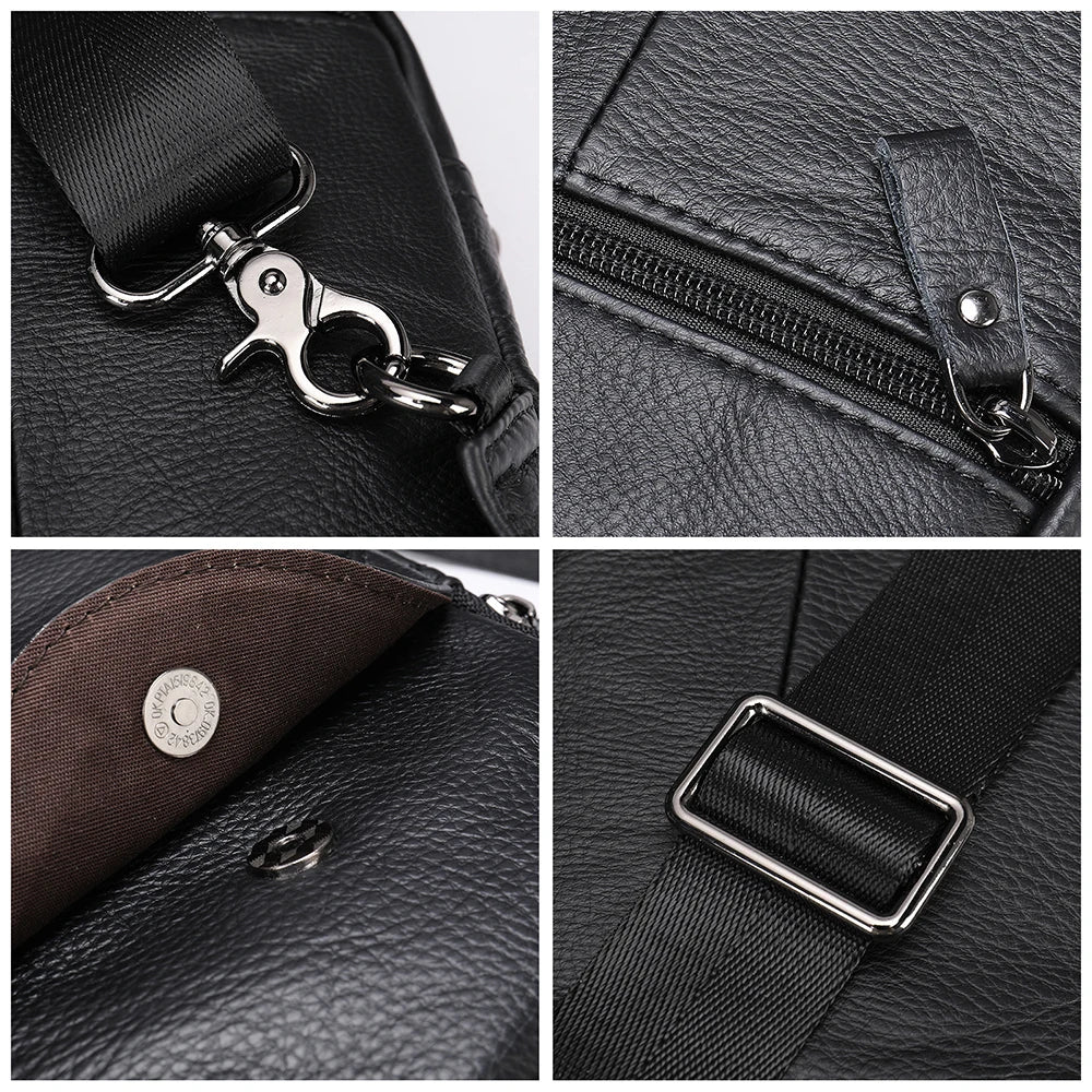 Men's Genuine Leather Sling Bag - Crossbody Chest Pack