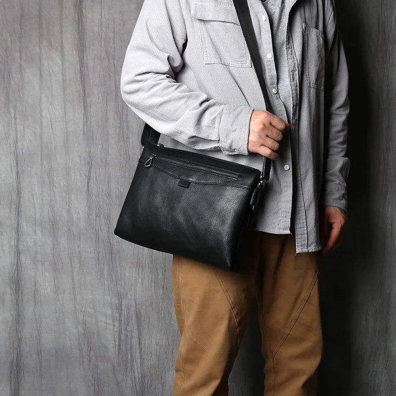 Men's Large Leather Sling Backpack - Single-Shoulder Crossbody