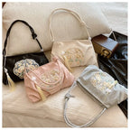 Floral Embroidered Canvas Tote Bag - Large Capacity