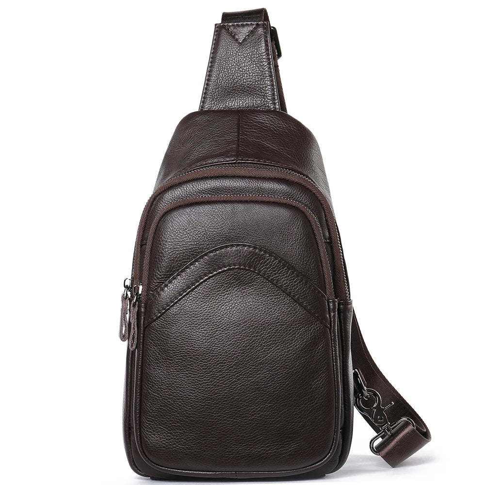 Men's Genuine Leather Sling Bag - Crossbody Chest Pack