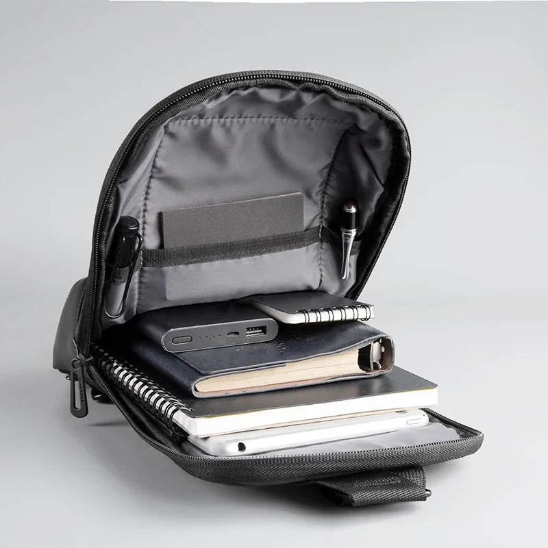 Men's Vertical Crossbody Bag - 100% Genuine Cowhide Leather