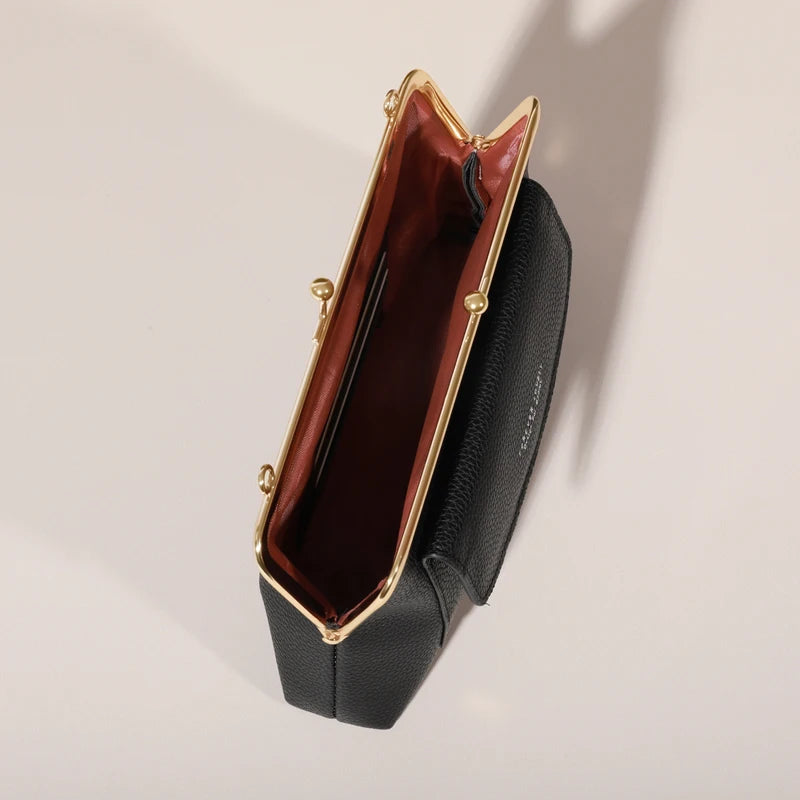 Vintage Kiss Lock Clutch Bag - Women's Mini Crossbody