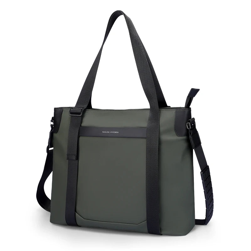 Men's Leather Messenger Bag for 14-Inch Laptop - Black