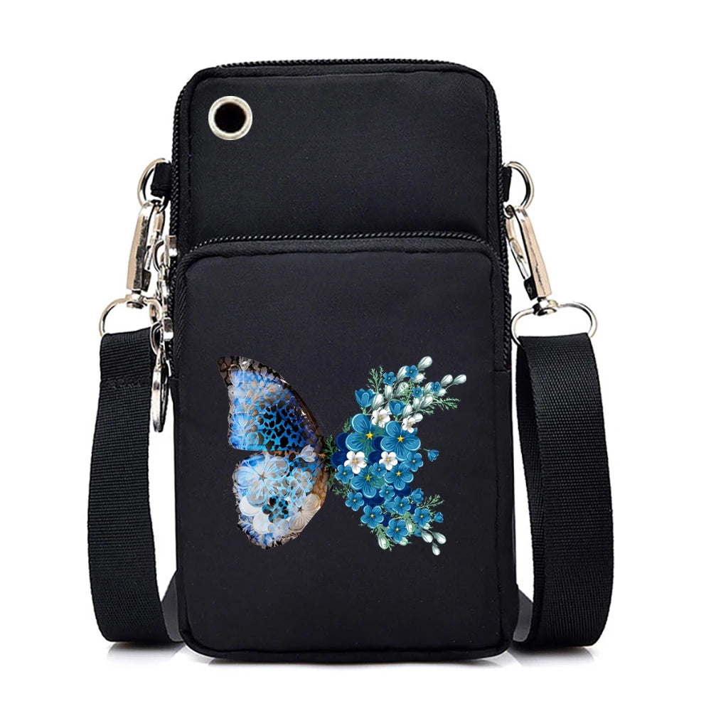 Watercolor Butterfly Phone Crossbody Bag - Mini Wallet Style