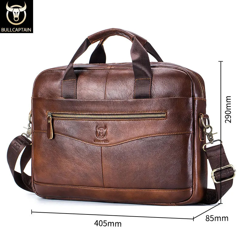 Men's Genuine Leather Briefcase for 14-Inch Laptop