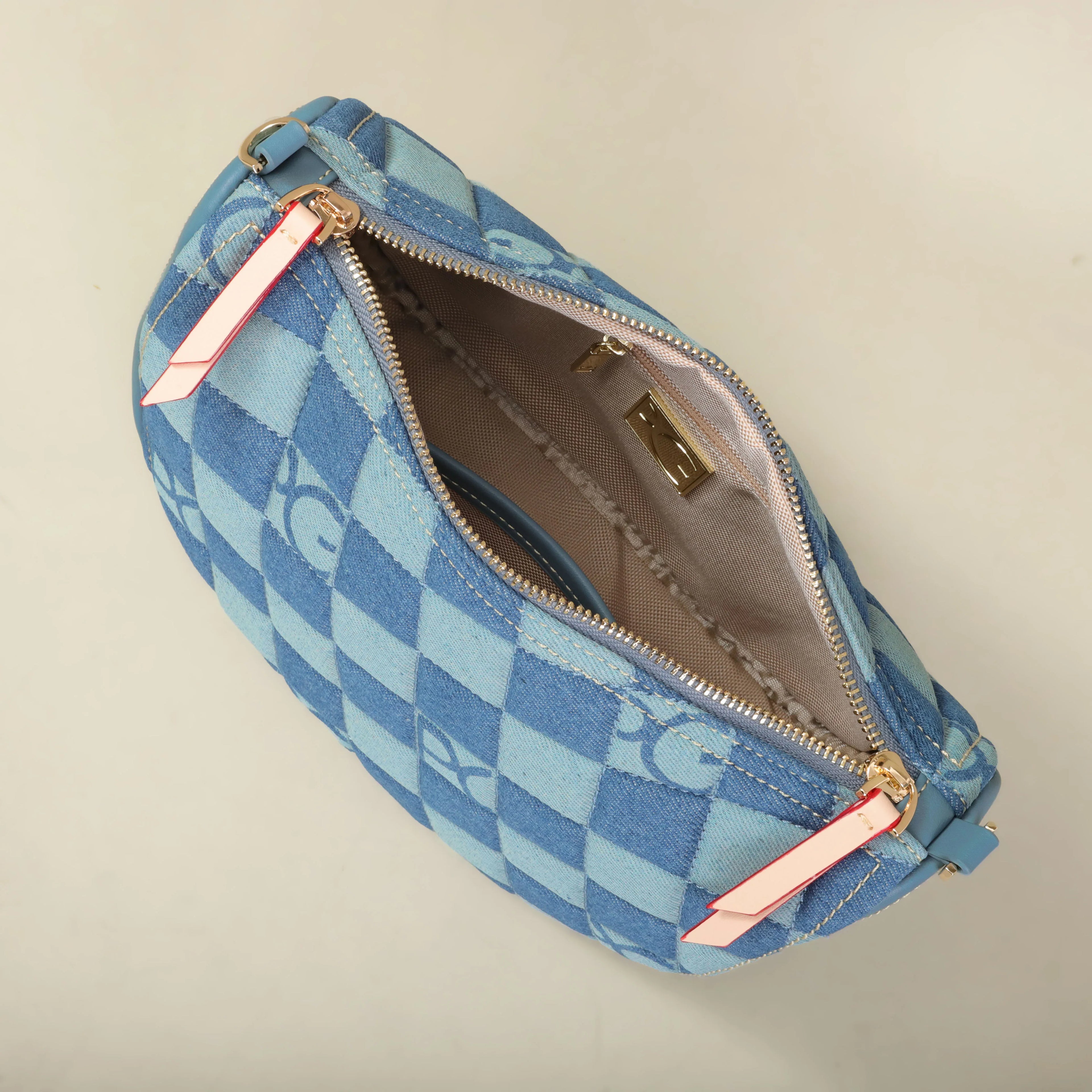 Quilted Crossbody Bag for Women - Gold Chain Strap