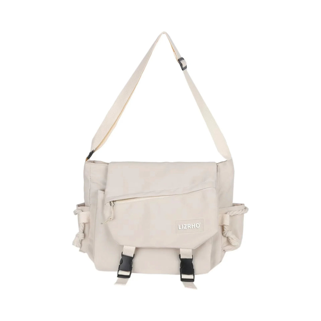 Women's Large Nylon Messenger Bag - Multi-Pocket Crossbody